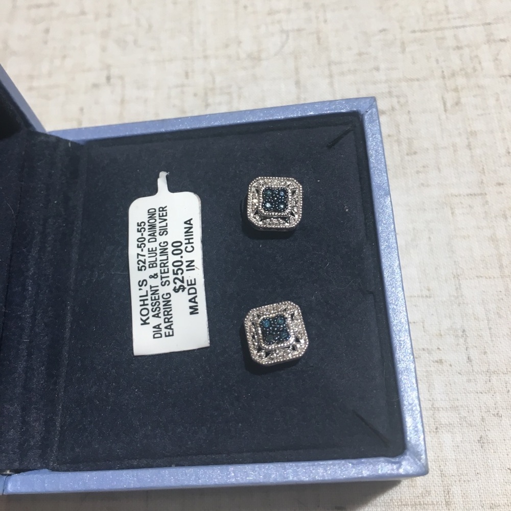 Vera Wang blue and white diamond earrings.